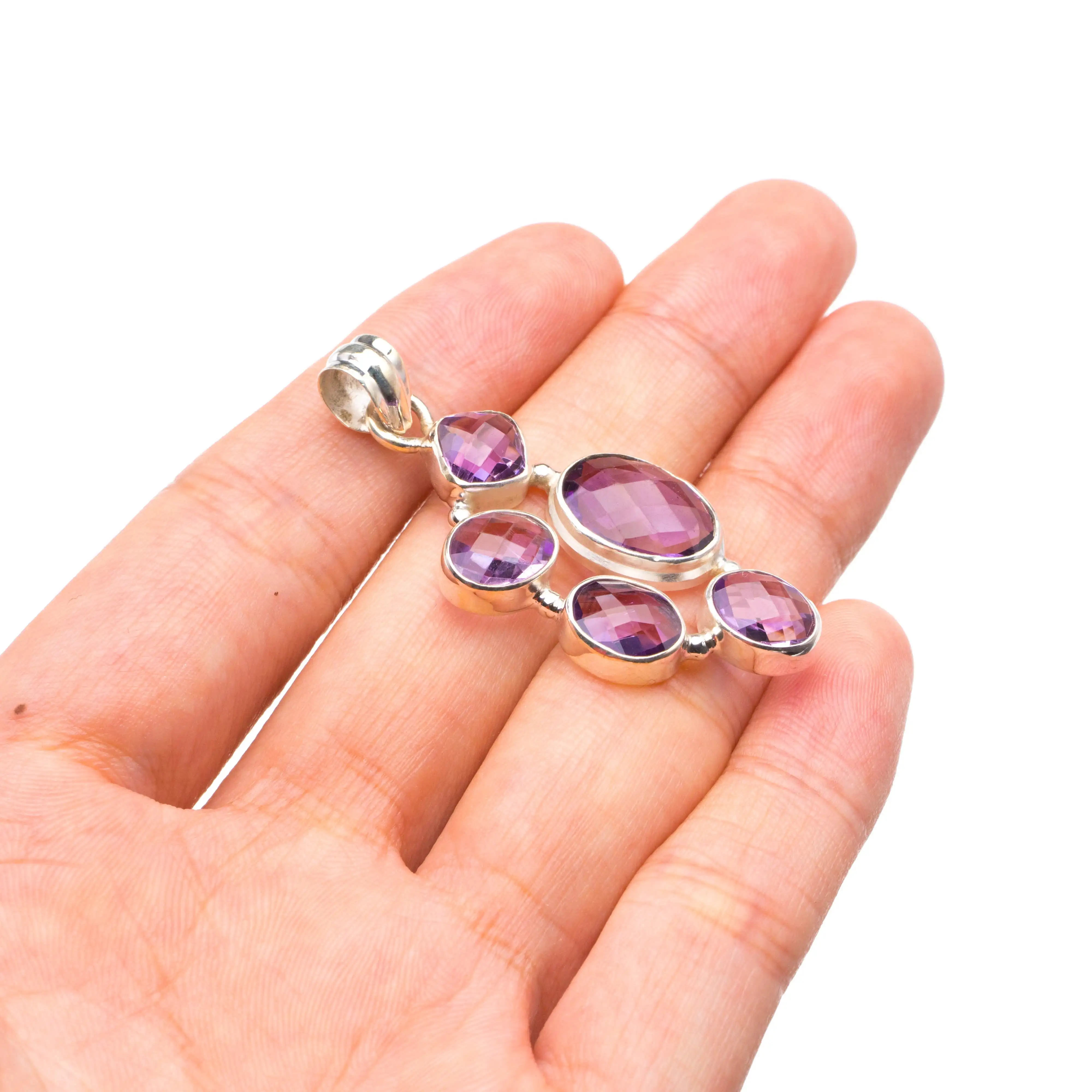 StarGems Аметист ручной работы 925 пробы серебряная подвеска 1 75 дюйма D2806