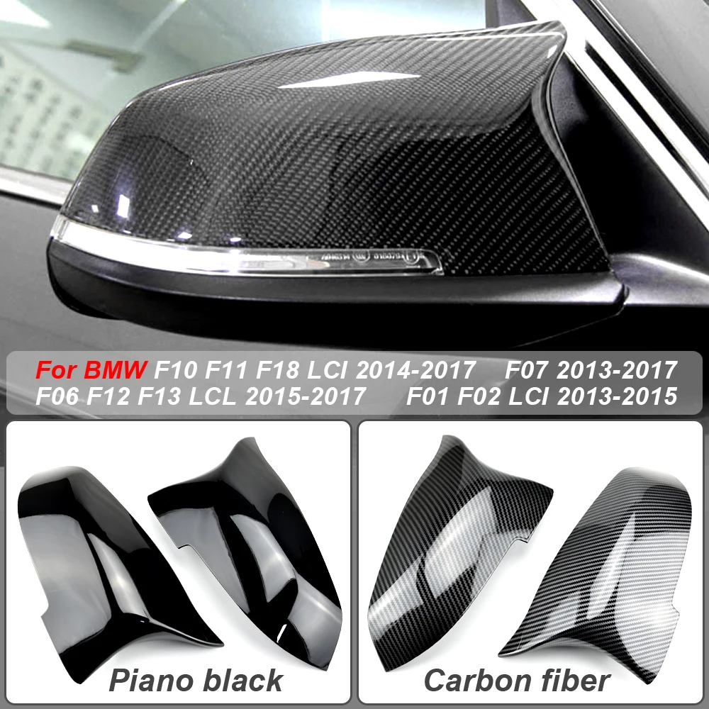 

Черная зеркальная Крышка для BMW 5 6 7 Series F10 F11 F18 F07 F12 F13 F06 F01 F02 LCL, зеркальная крышка из углеродного волокна с узором