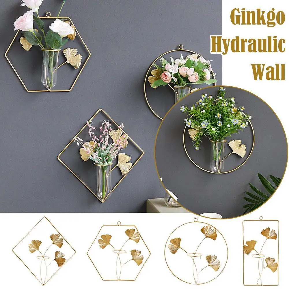 

Wall Hanging Ginkgo Test Tube Wall Decoration Hydroponic Plants Vase Home Decoration Living Room Sofa Background Hanging Planter