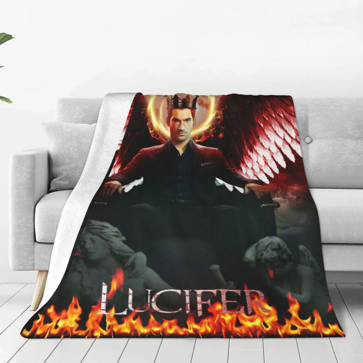 

Lucifer King Light Of Hell Blanket Tom Ellis Flannel Awesome Soft Throw Blankets for Bedspread Winter