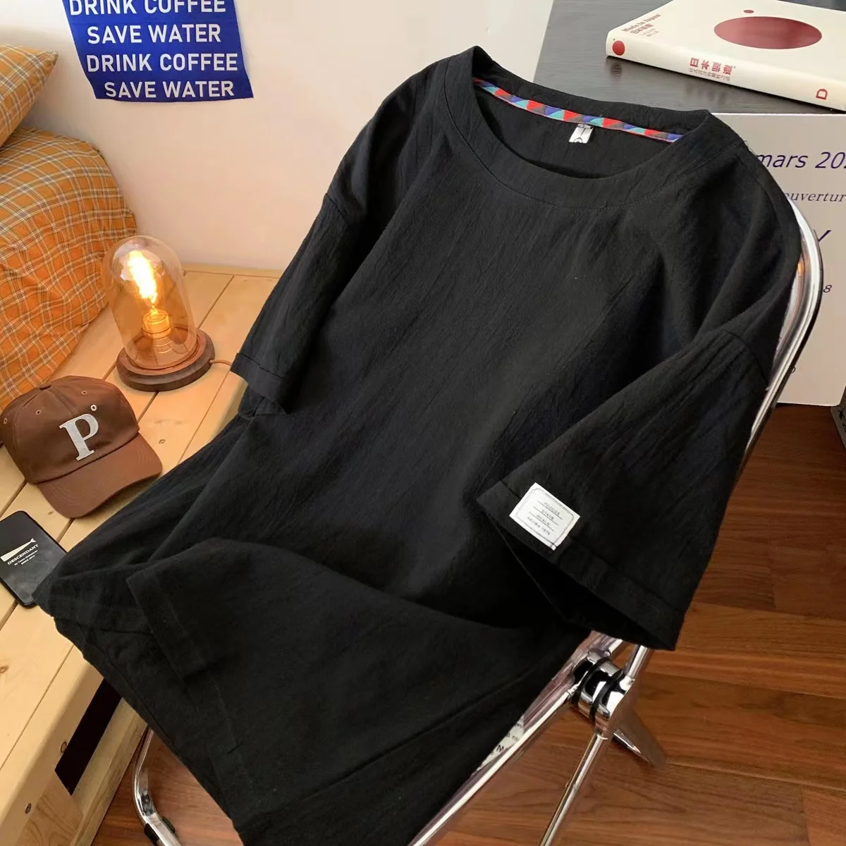 

2023 New StyleLinen Short Sleeve T-shirt Men's Summer Cotton Linen Half Sleeve Loose Solid Color Casual Short Sleeve