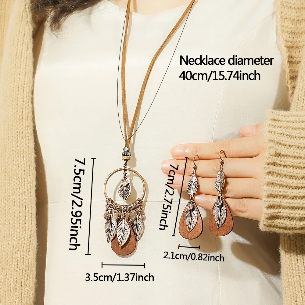 Винтажное этническое металлическое ожерелье с кисточками в виде листьев женские