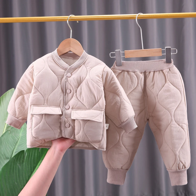 

Baby New 2pcs/set Winter Cotton Pants Warm Suit Parkas Sleeve Clothes Tracksuits Ski Autumn Children Boys Full Clothing Toddler