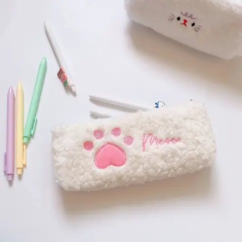 Плюшевый пенал с милый кавайный котик лапками, простой для студентов канцелярские принадлежности ручка чехол для девочек, Подарочные Подарки для детей