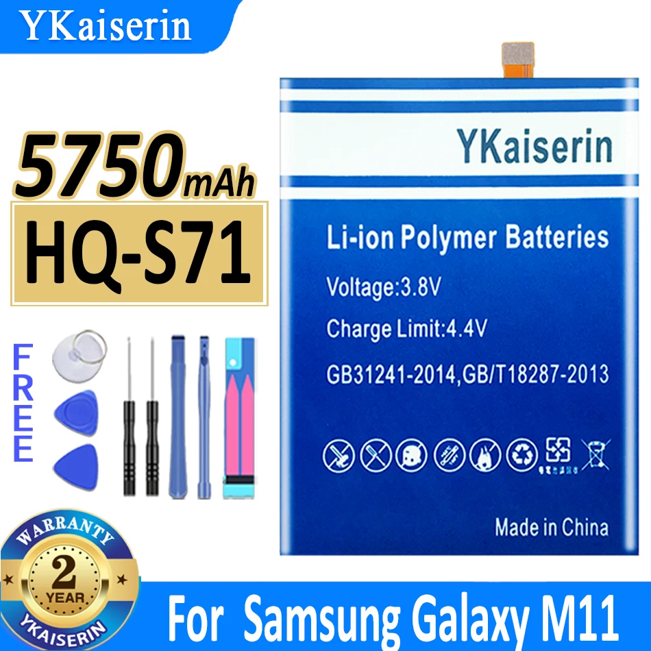

YKaiserin Replacement Battery HQ-S71 HQS71 For Samsung Galaxy M11 Rechargeable Battery 5750mAh Battery + Track NO