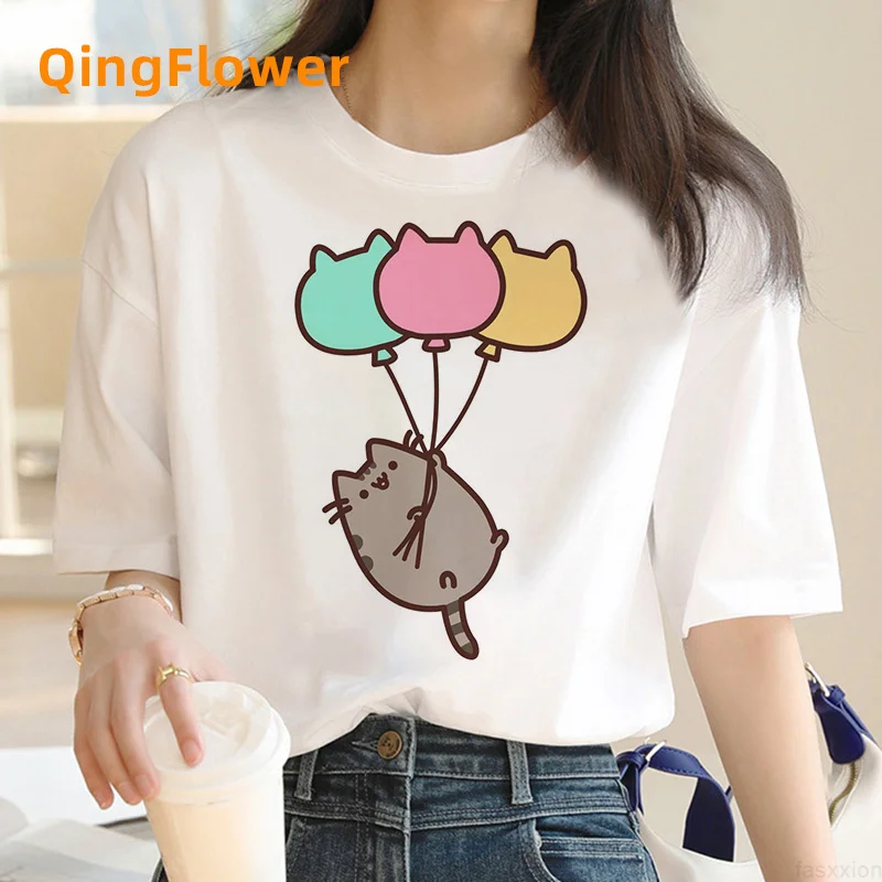 Футболка Pusheen с изображением кота мужские винтажные футболки белая футболка