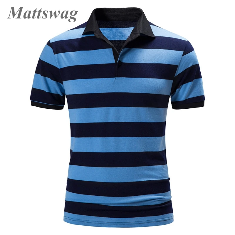 

Blue Black Stripe Short Sleeve Polo T Shirts Regular Fit Summer Comfortable Men's Clothing Casual Sports Golf Tennis Tops Hombre