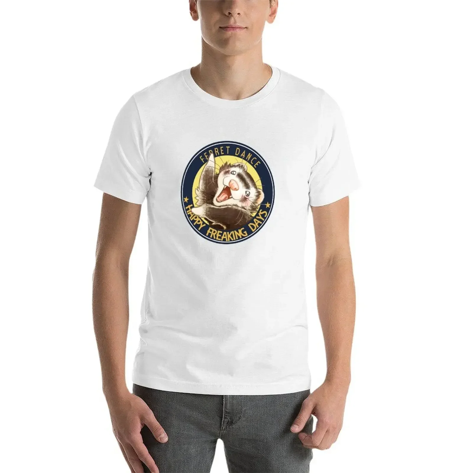 FERRET DANCE　Happy freaking days T-Shirt plus sizes graphic t shirt vintage heavyweights size tops for men