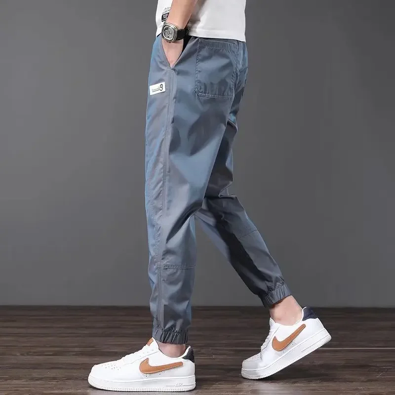Мужские модные свободные укороченные брюки в корейском стиле летняя легкая