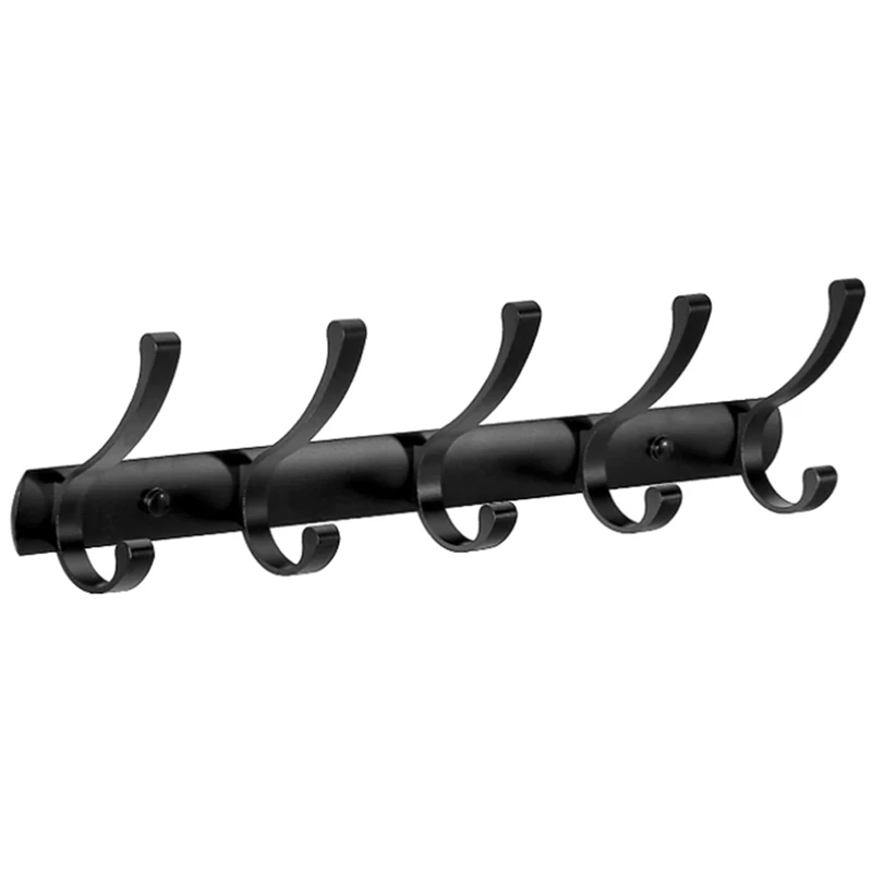 

Coat Hooks Wall Mounted, 5 Double Hooks Coat Hooks Rail, Coat Rack For Bedroom, Cloakroom, Coat, Bathroom, Towel