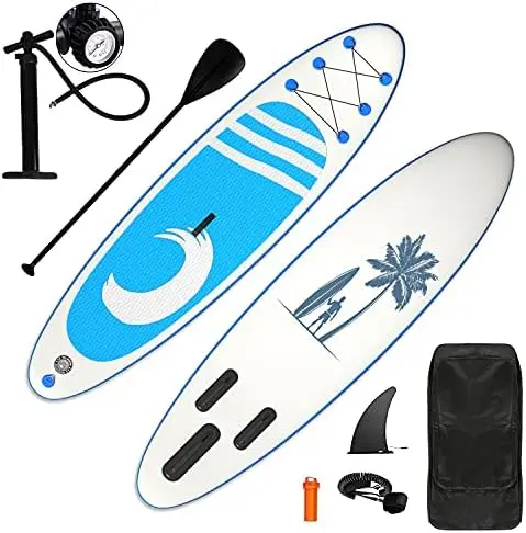 

SUP Inflatable Paddle Board Stand Up Paddleboarding 10ft 11ft Weight Capacity 330 LBS 6 Inches Thick Wide Stance with All Around