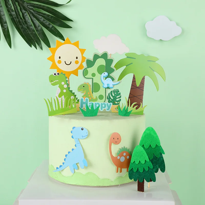 

Green Dinosaur Cake Decoration Happy Birthday Digital Cake Decoration Children's Birthday Baby Shower Party Cake Top Decoration