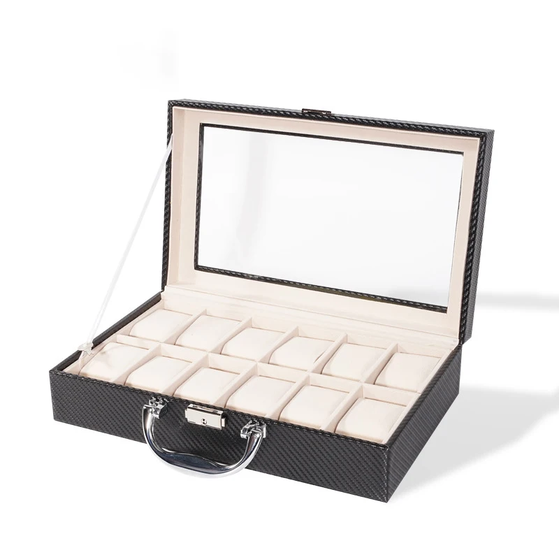 

12 Slot Alligator pattern Jewelry Box Portable Watch Storage Box Advanced Wood Grain Twill Display box