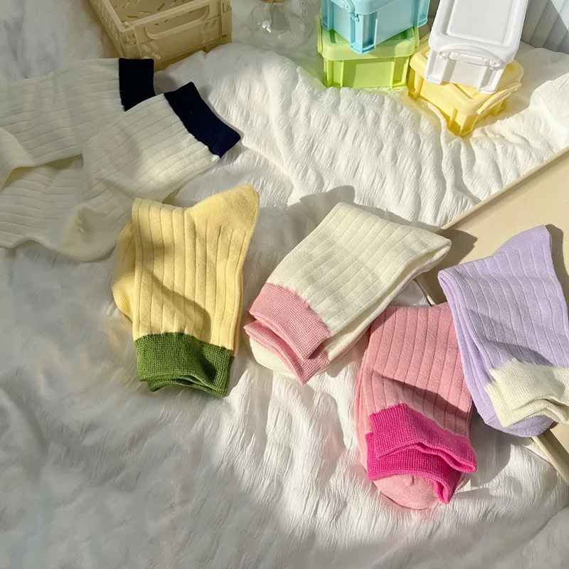 

Женские носки весна-лето Повседневные цветные Подходящие Носки средней тонкости удобные и универсальные хлопковые носки