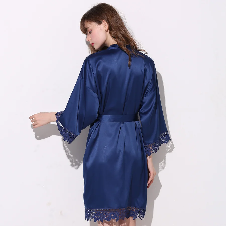 Owiter Women Lace Robe Matt Satin Bride Robe Bridesmaid Robes Bridal Robe Wedding Party Robes Dressing Sleepwear Bathrobe