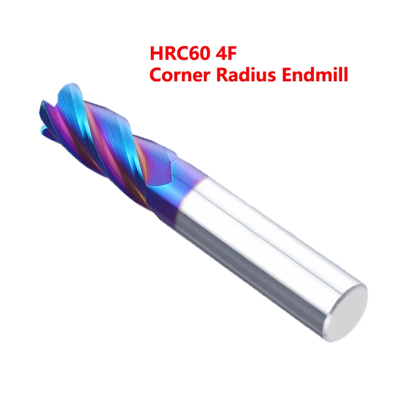 

OYYU Синие нано-угловые твердосплавные концевые фрезы из вольфрамовой стали с круглым носом HRC60 4-флейтовое покрытие 4F Удлинить ЧПУ R0.5
