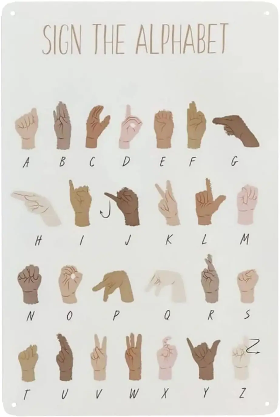 Vntge Sgn sl mercn Lnguge lphbet Eductonl S Plyroom Wll rt Boho Clssroom Decor Homeschool 8x12 nch Cfe School Decorto