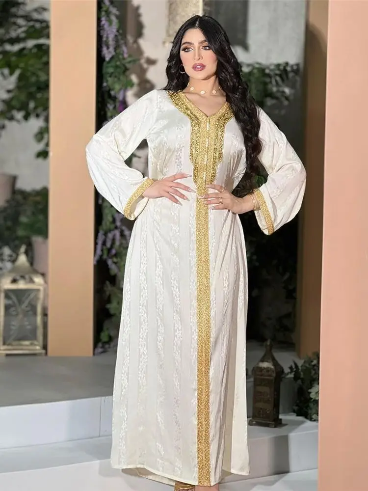 White Abaya Dubai Turkey Islam Arabic Muslim Dress Kaftans Evening Dresses For Women Caftan Robe Longue Femme Musulmane Vestido