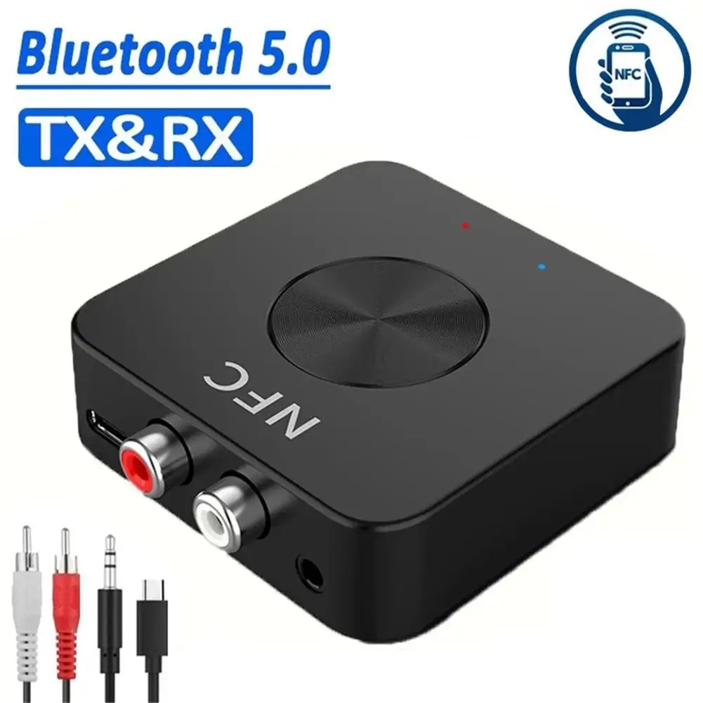 

Nfc 5.5 Bluetoothcompatible Wireless Audio Adapter Tf Card Car Aux Receiver Transmitter 2 In 1 Adapter