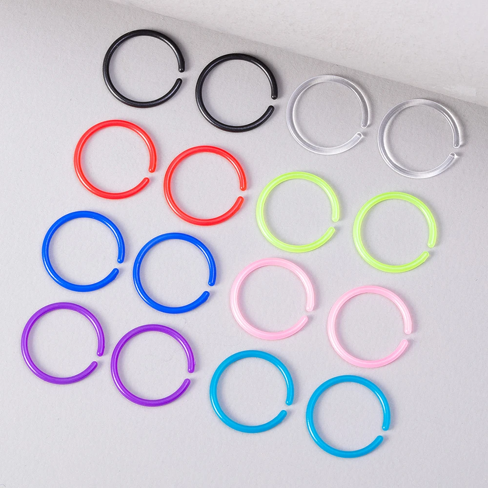 16PCS Resin colorful Nose Rings Tragus Helix Earrings Nose Hoop Ring Body Jewelry Piercing Unisex Antiallergy Piercing Retainer images - 6