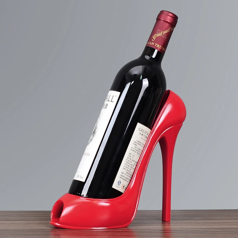 New High Heel Shoe Wine Bottle Holder Stylish Wine Rack Gift Basket Accessories for Home Red Shoe Wine Rack Creative Bottle Hol