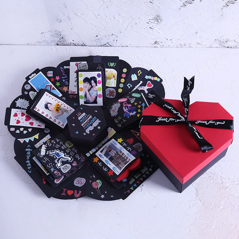 

Love Heart Surprise Explosion Box DIY Handmade Scrapbook Photo Album Wedding Gift Box for Valentine Christmas Gift Boxes