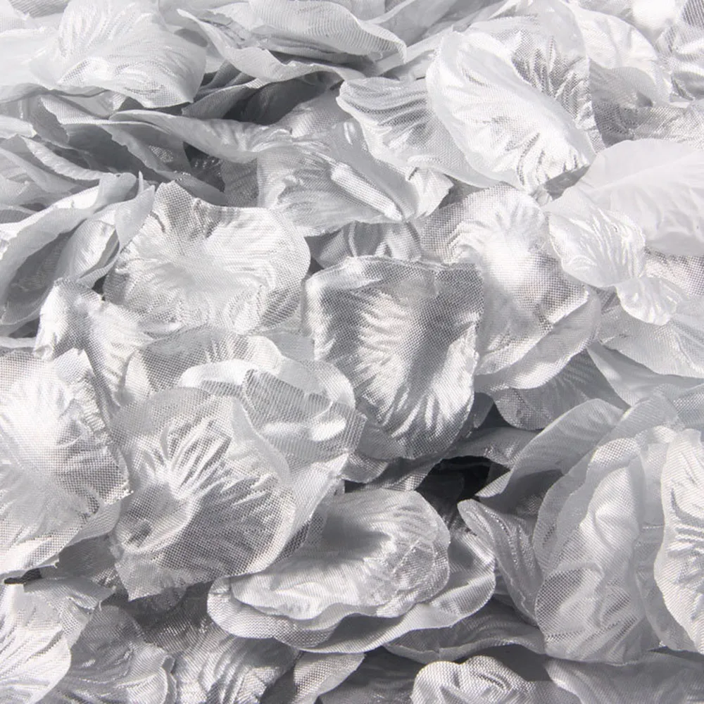 

Decor 1000pcs Silk Flower Favors Wedding Artificial Rose Silver Petals Party Home Decor