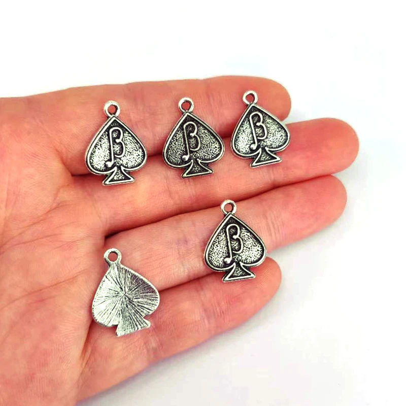 

50pcs FREE SHIPPING lucky Spades B charms pendant for women DIY