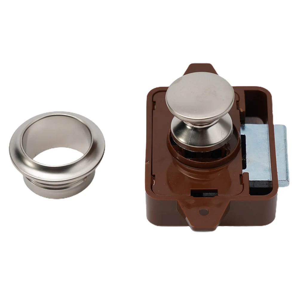 

TP005 TP005-BN Lock Push Button Catch L-shaped Plate 26mm Door Hardware Kits Sets Tools Zinc Alloy Camper Caravan