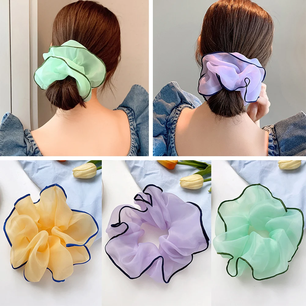 

1 PC Fashion Silk Hair Ring Oversized Hair Scrunchies Yarn Large Intestine Elastic Hair Band Solid Color Hair Accessories