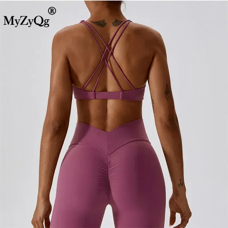 MyZyQg женский летний противоударный бюстгальтер для йоги с перекрестной спиной