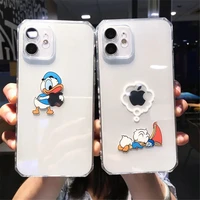 disney creative cartoon donald duck clear silicon couple mobile phone case for iphone 7 8plus xr xs xsmax 11 12 13 pro max case