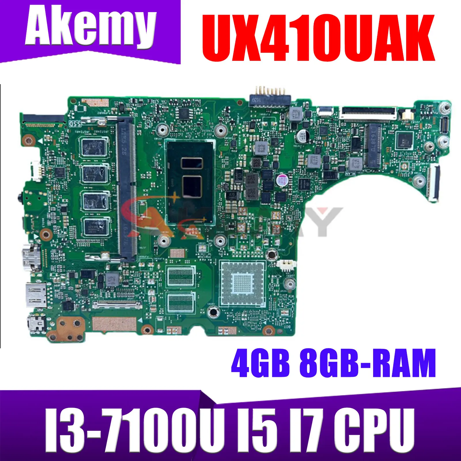 UX410UAK Mainboard With I3-7100U I5 I7 CPU 4GB 8G RAM For ASUS UX410UV/UX310UA/UX410UA/UX310UV Laptop Motherboard 100% OK