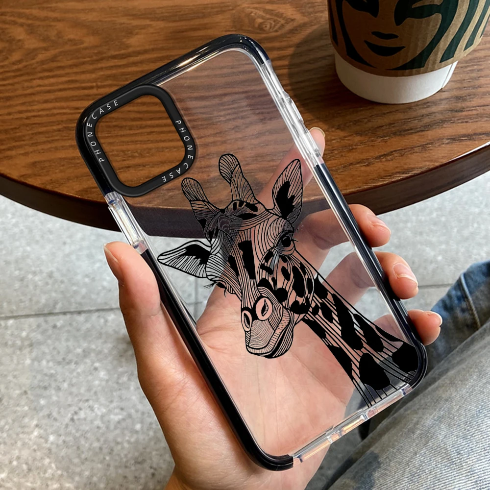 

Cartoon Cute Giraffe Phone Case for iPhone 14ProMax 14Plus 13 12 11 Pro Max Luxury Transparent Soft Silicone Cover Coque