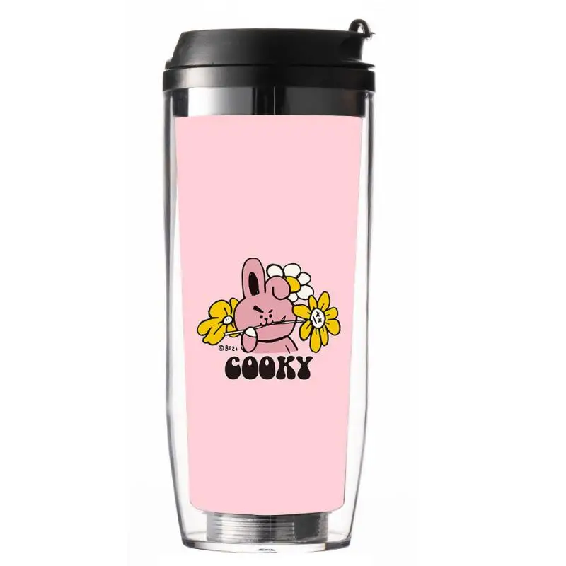 100-500 мл аниме мультфильм Bt21 чашка для воды креативная новая двухслойная