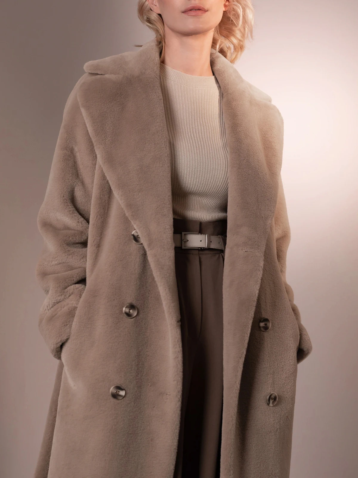 Winter Faux Fur Coat Women 2022 Turn Down Collar Thick Warm Long Jackets Female Casual Loose Coat Oversize Outwear With Belt