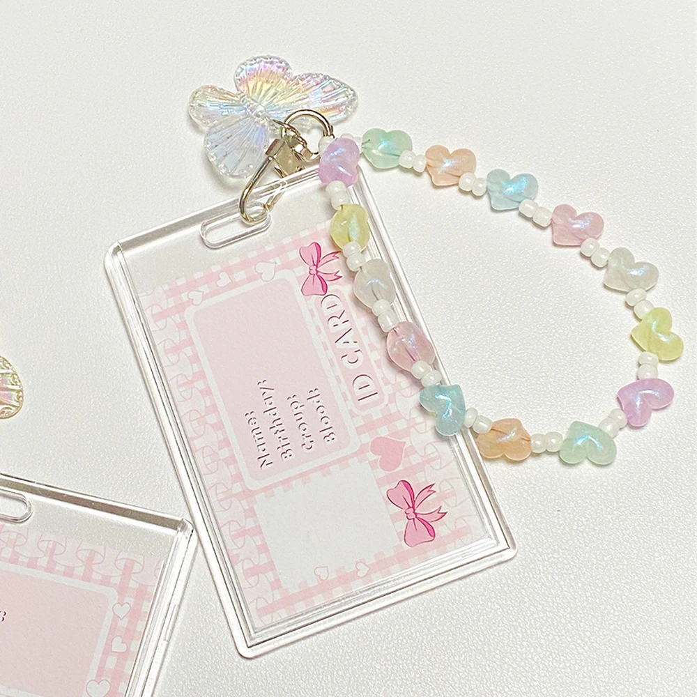 

Crystal Butterfly Photocard Holder Student Credit ID Bank Card Case 3 inch Kpop Photo Card Holder Keychain Pendant Stationery