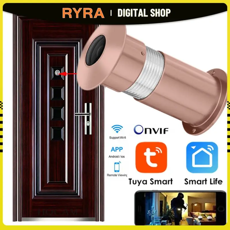 

RYRA Security 1080P Mini Wifi Door Eye Hole IP Camera Wide Angle FishEye Lens 1.8mm Peephole CCTV Network Audio Horn P2P Onvif