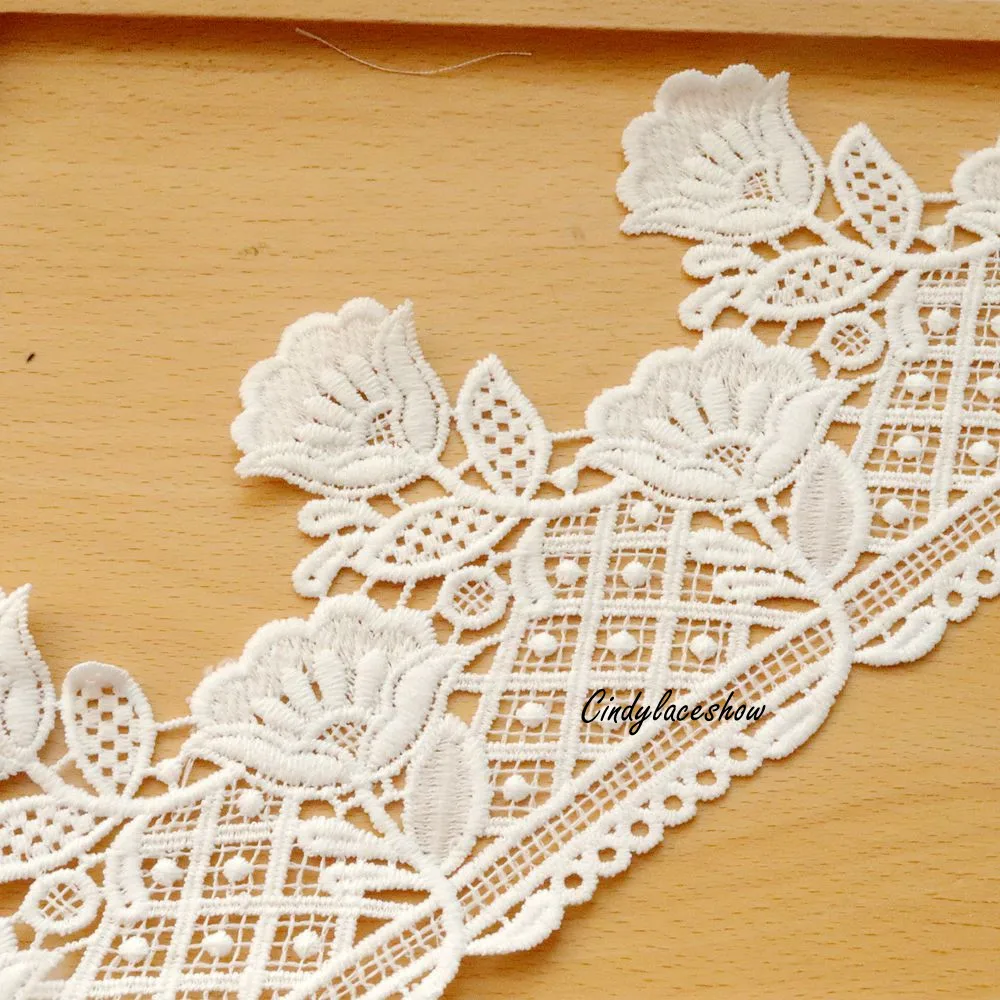 2 Meters10.2 см ширина тюльпан кисточек кружевная отделка Белая вода растворимые тримминги ткани платье Домашний декор одежды аксессуары