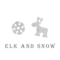 sterling silver earrings asymmetrical elk snowflake stud earrings korean version ins simple womens snow deer earring jewelry