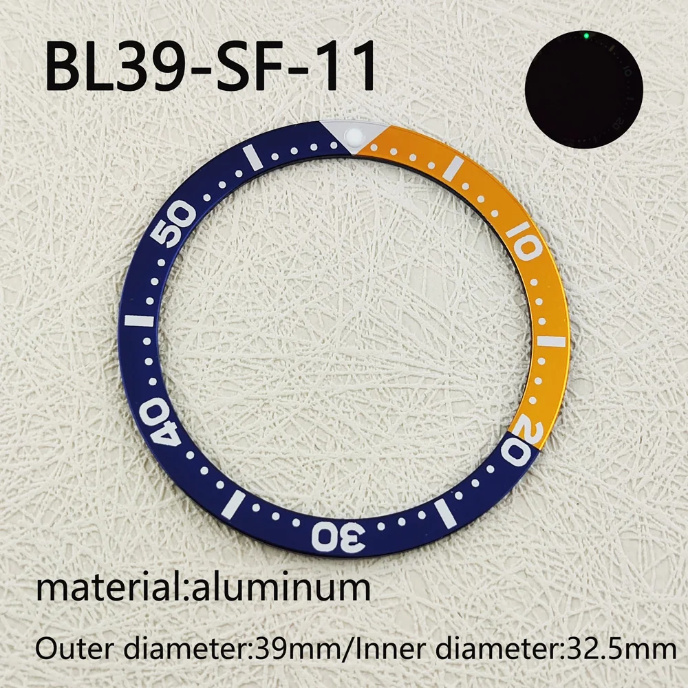 39mm Watch Bezel Inner Diameter 32.5mm Insert  Flat aluminum Bezel SKX007 SKX009 SRPD Watch Case Luminous celebrity watch access