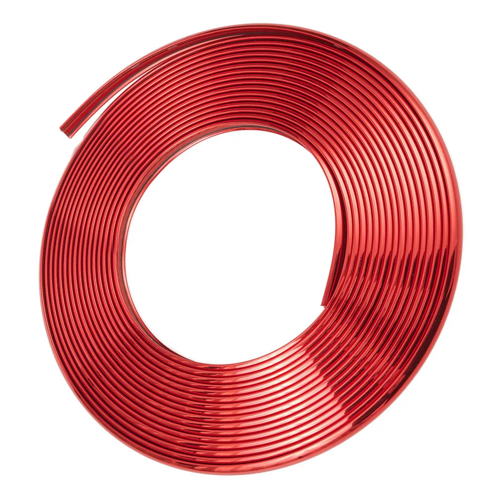 

8M 8.2mm*3mm Red Trim Strips Car Bumper Protection Wheel Hub Ring Moulding Decoration Edge Anti-collision Adhesive Auto Parts