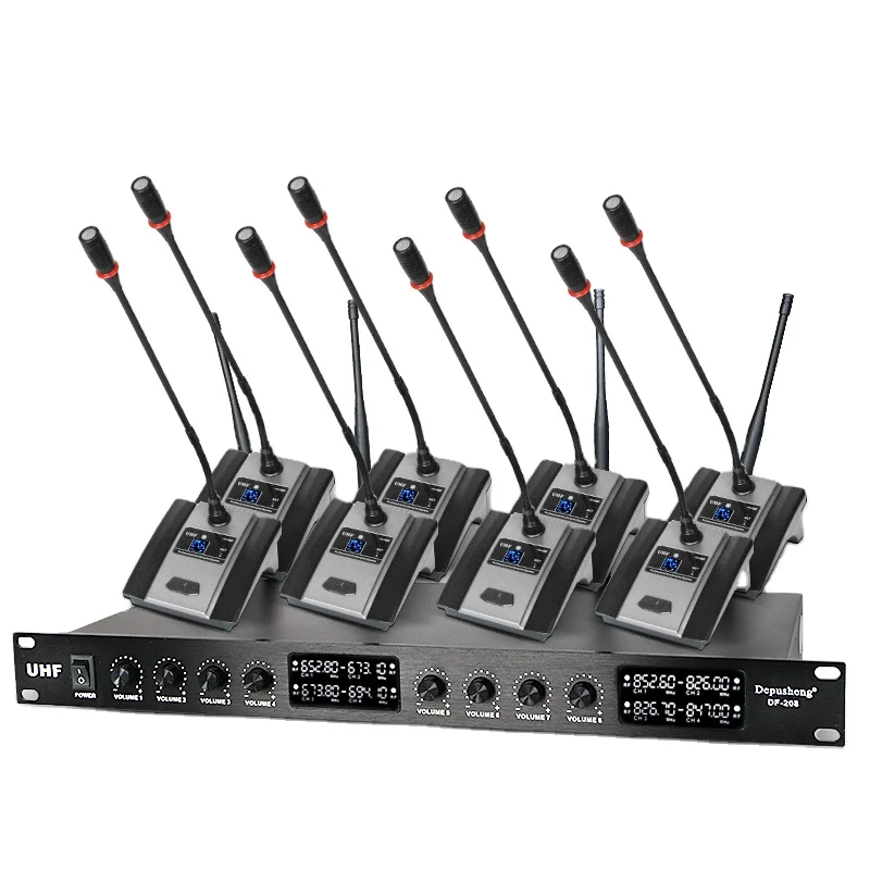 

Depusheng DF208 professional 8 channels uhf wireless gooseneck microphone for conference rooms