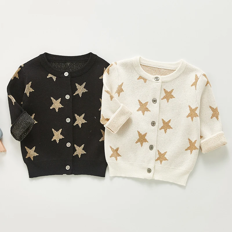 

Вязаная одежда для новорожденных девочек с длинным рукавом, хлопковое демисезонное повседневное Свободное пальто, кардиган для маленьких ...