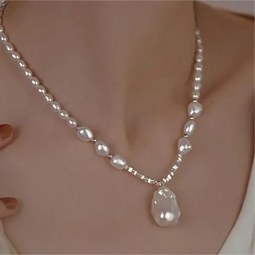 Высококачественное жемчужное ожерелье FeelNicheins в стиле барокко с посеребренным