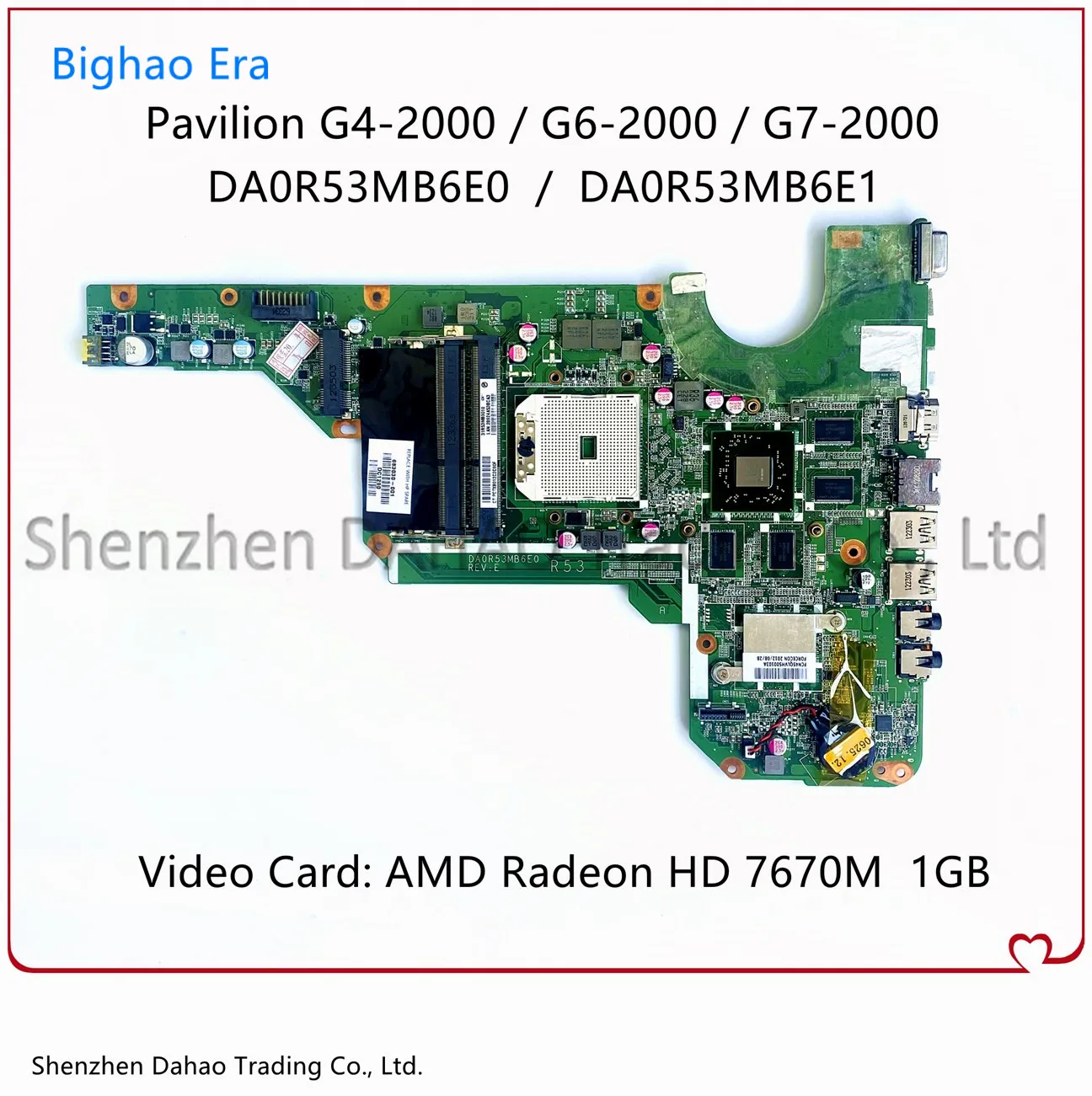 

DA0R53MB6E1 DA0R53MB6E0 For HP G4-2000 G6-2000 G7-2000 R53 Laptop Motherboard 683030-001 683030-501 W/ HD7670M 1GB 100% Working
