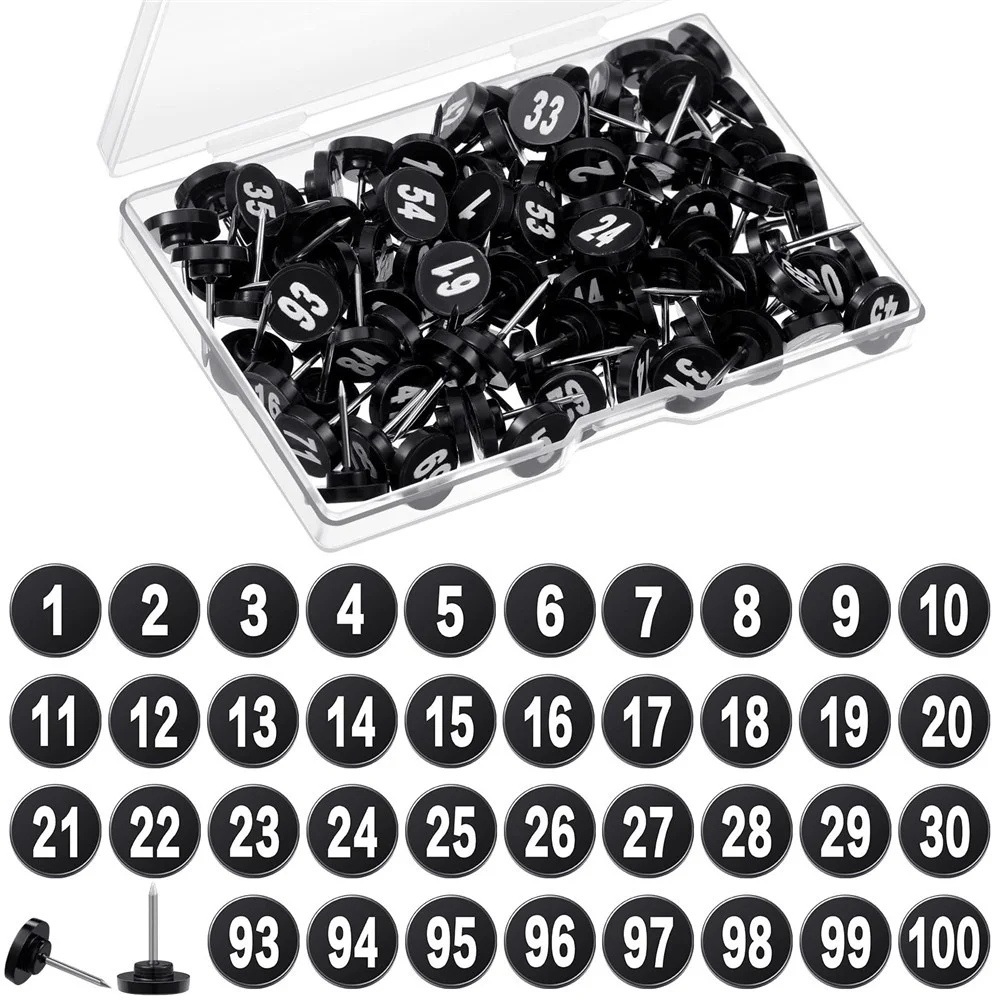 

100pcs Thumbtack With Number Push Pins Thumb Tacks Board Pins Drawing Photo Wall Studs Office School Supplies For Home Office