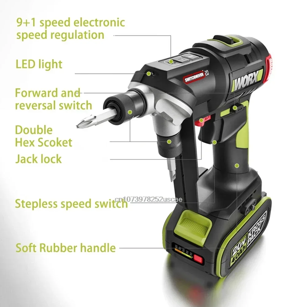 Ударная дрель Worx 1/4 дюйма 50 нм бесщеточный двигатель 6 35 мм двойная Шестигранная