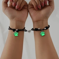 new fashion luminous dog claw pendant creative wild love magnetic buckle attract couple bracelet set wholesale