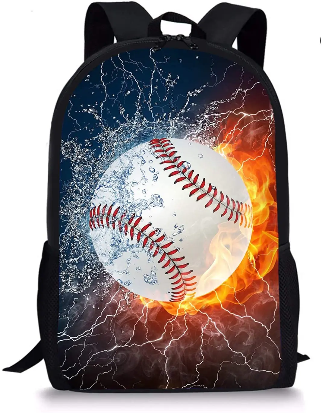 

Baseball Fire and Water Print School Backpack Trendy Dayback Stylish Bookbag for Boys Kids